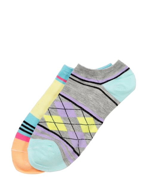 J Style Women Pack of 2 Ankle-Length Socks, Multi