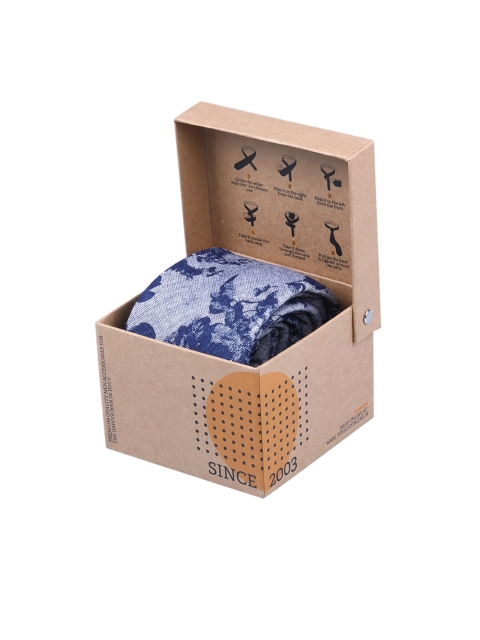 Tossido Blue Printed Broad Tie