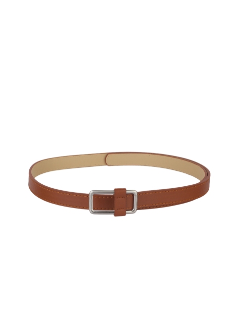 Swiss Design Women Tan Brown Solid Slim Leather Belt