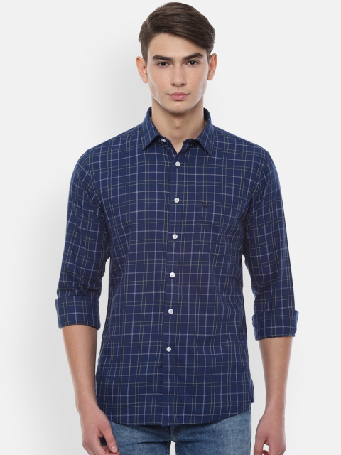 Allen Solly Men Navy Blue Slim Fit Checked Casual Shirt