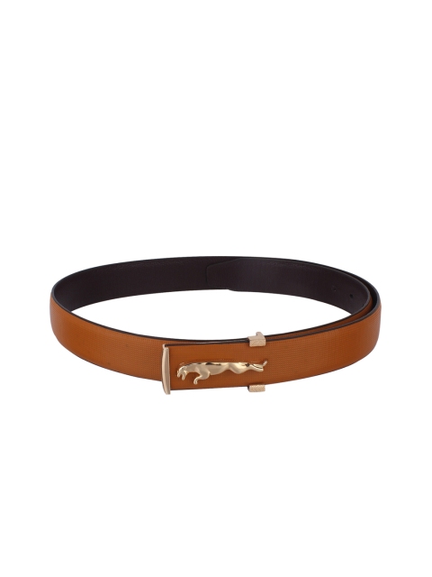 Swiss Design Men Tan Brown Solid Leather Belt