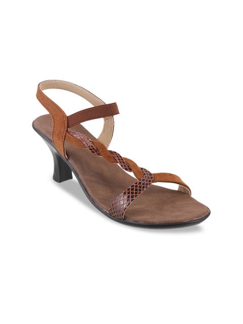 Metro Women Brown Printed Heels