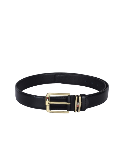 Swiss Design Men Black Solid Leather Belt