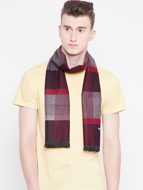 Alvaro Castagnino Men Red & Grey Checked Mufflers