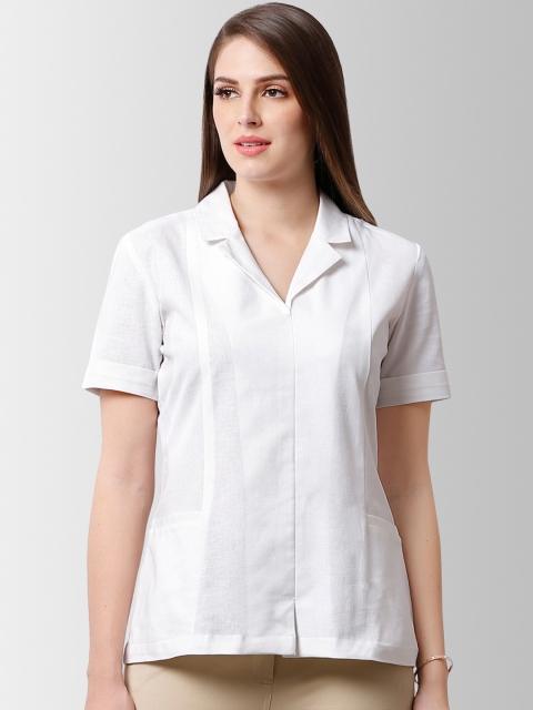FableStreet Women White Solid Shirt Style Top