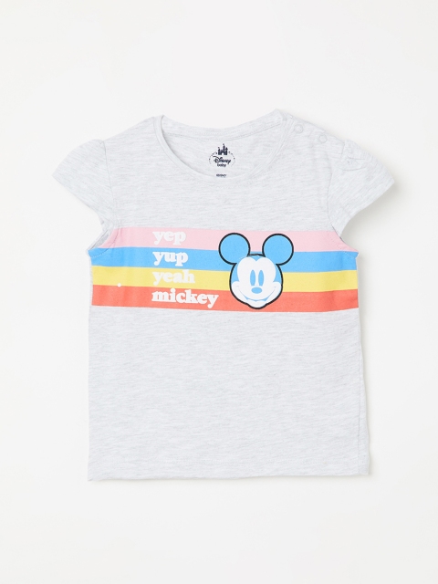 Juniors by Lifestyle Girls Grey Melange Printed Top