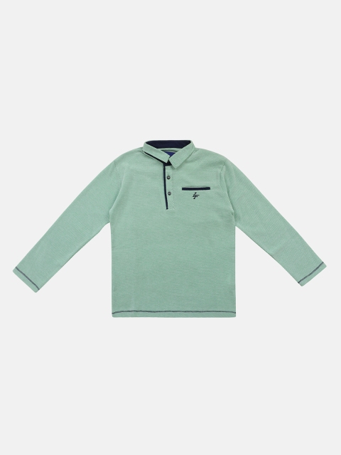 Lil Tomatoes Boys Green Solid Polo Collar T-shirt