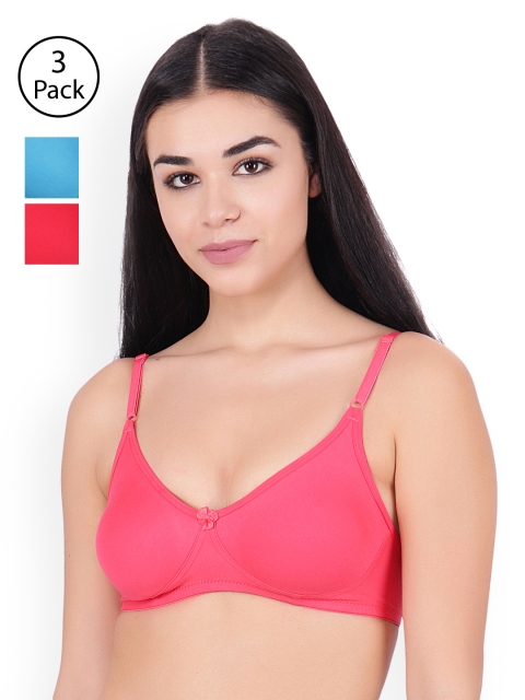 Floret Pink & Blue Solid Non-Wired Non Padded T-shirt Bra