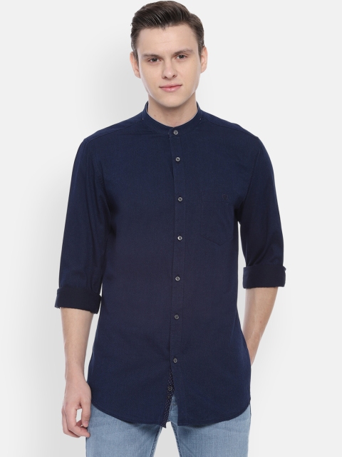 Van Heusen Sport Men Navy Blue Slim Fit Solid Casual Shirt