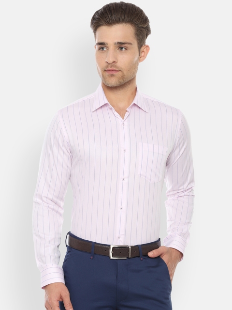 Van Heusen Men Pink & Blue Slim Fit Striped Formal Shirt