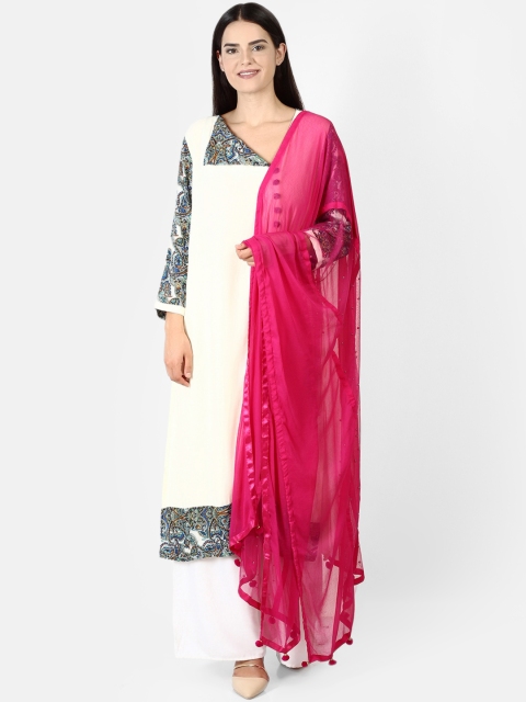 amraoo Magenta Solid Dupatta
