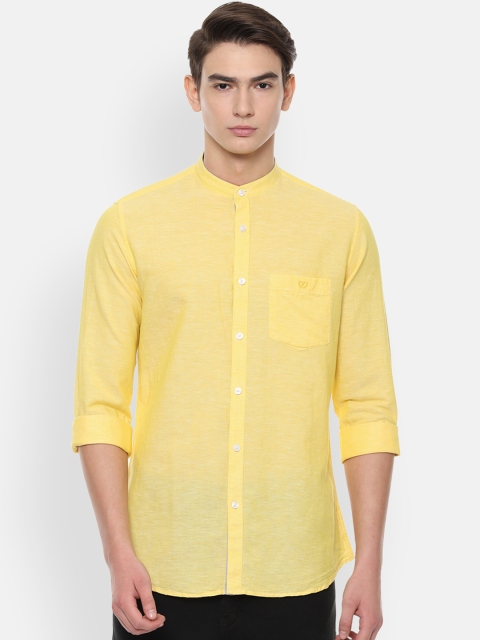 Van Heusen Sport Men Yellow Slim Fit Solid Casual Shirt
