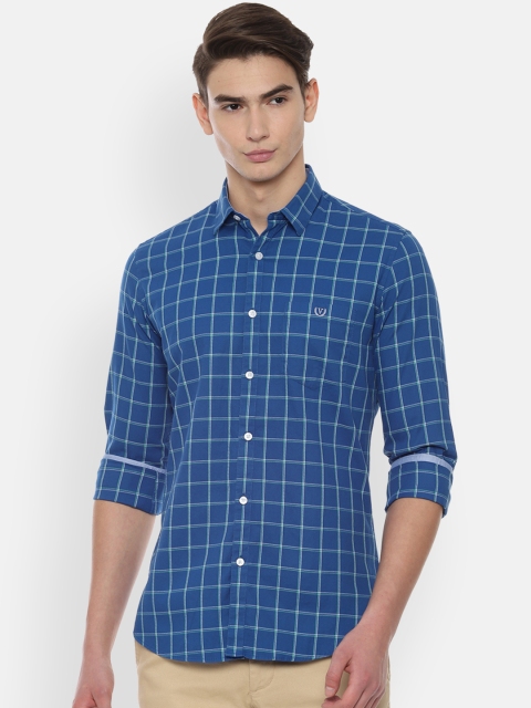 Van Heusen Sport Men Blue Slim Fit Checked Casual Shirt