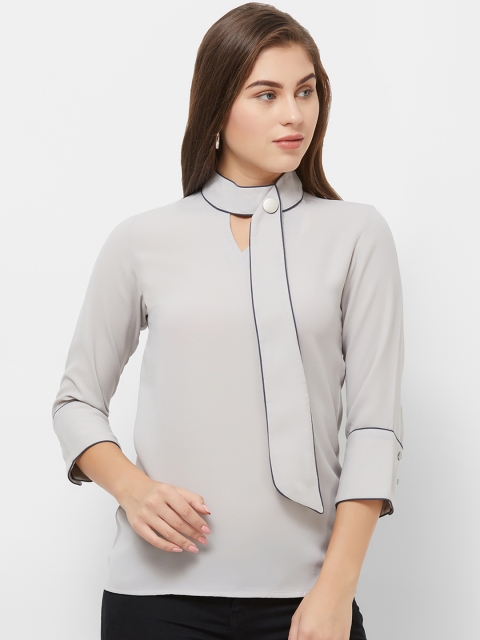 Soie Women Grey Solid Top