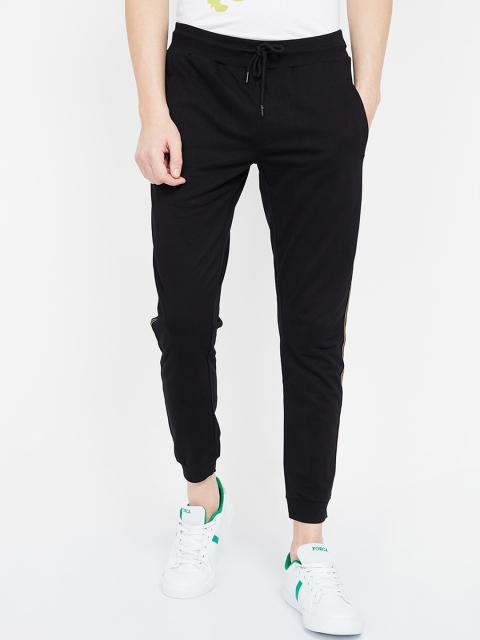 Smiley World Men Black Solid Slim-Fit Joggers
