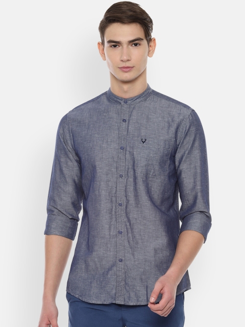 Solly Jeans Co. Men Navy Blue Regular Fit Self Design Casual Shirt