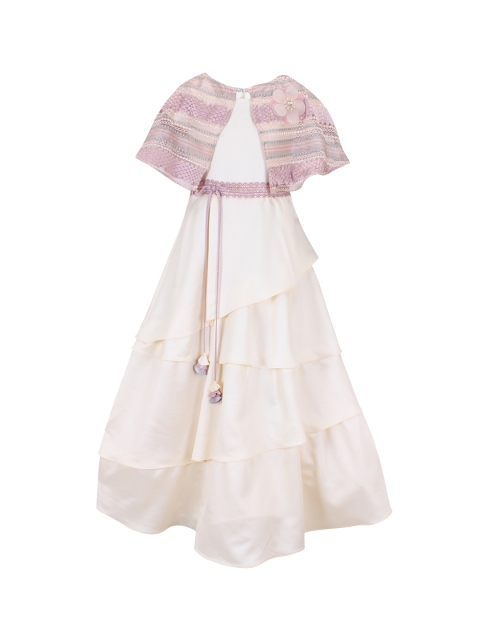 CUTECUMBER Girls Beige Self Design Maxi Dress
