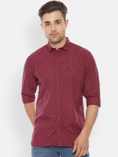 Allen Solly Men Maroon & White Slim Fit Printed Casual Shirt
