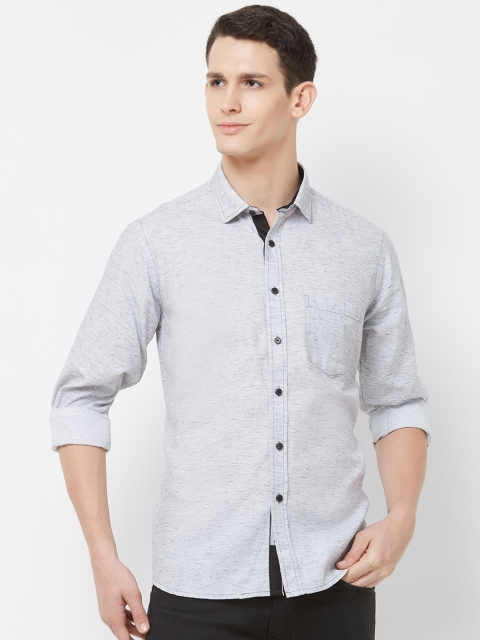 EVOQ Men Off-White Regular Fit Solid Casual Shirt