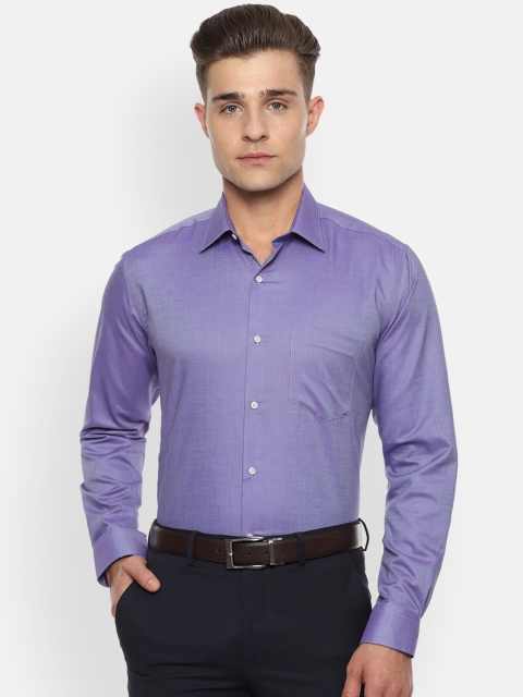 Van Heusen Men Purple Regular Fit Self Design Formal Shirt