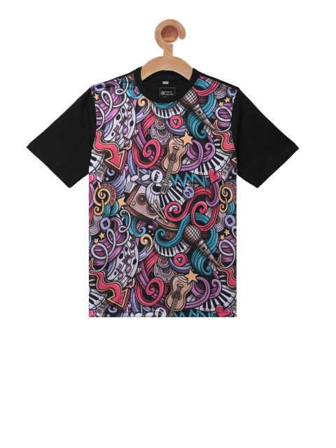 Circle Square Unisex Black Printed Round Neck T-shirt