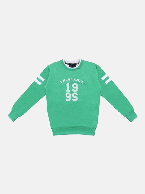 Lil Tomatoes Boys Green & Off-White Printed Sweatshirt