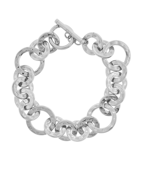 Inox Jewelry Silver Stainless Steel Polished and Hammered Round Link Toggle Bracelet
Inox Jewelry Silver Stainless Steel Polished and Hammered Round Link Toggle Bracelet