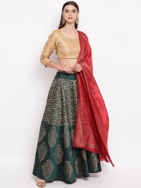 Shakumbhari Green & Gold-Toned Woven Design Ready to Wear Lehenga & Blouse with Dupatta
Shakumbhari Green & Gold-Toned Woven Design Ready to Wear Lehenga & Blouse with Dupatta