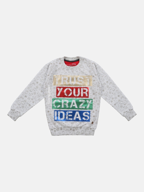 Lil Tomatoes Boys Grey & Red Printed Sweatshirt