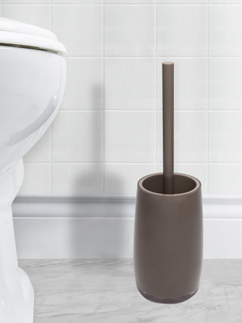 OBSESSIONS Brown Toilet Brush Holder With Metal Finish