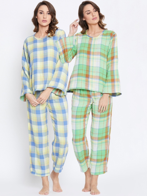 The Kaftan Company Women Pack Of 2 Checked Night Suits LW_CO, Multi