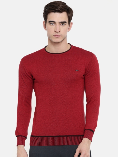Proline Men Red & Black Solid Sweater