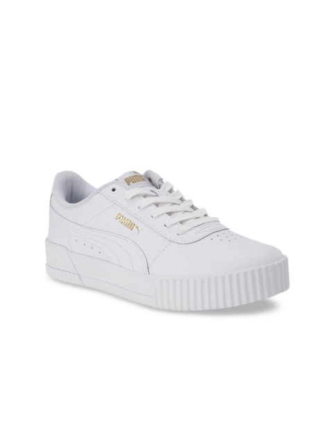 Puma Women White Carina Lux Leather Sneakers