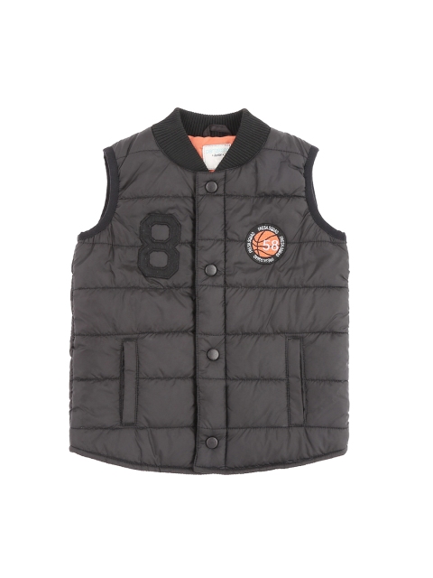 Pantaloons Junior Boys Charcoal Grey Solid Puffer Jacket