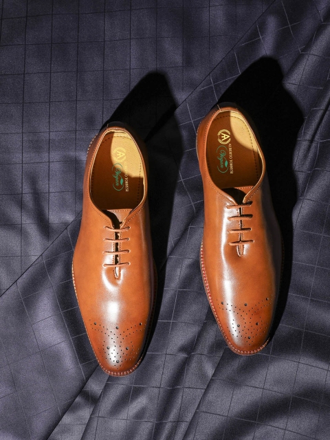 Alberto Torresi Men Tan Brown Solid Formal Oxford Shoes