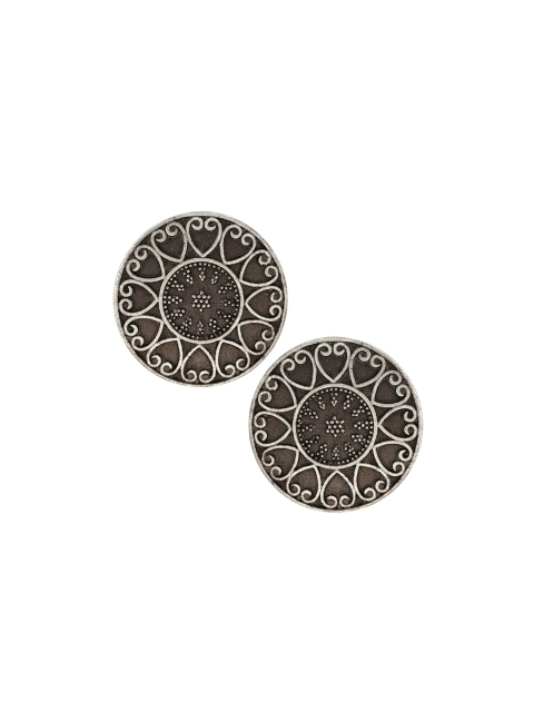 Rubans Silver-Toned Oxidised Classic Studs
