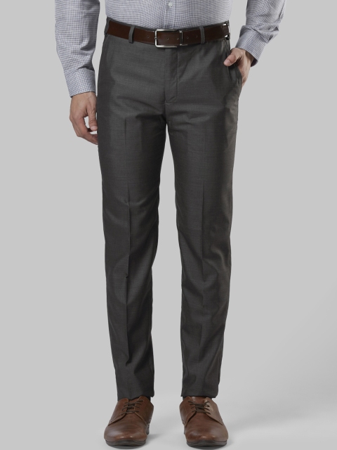 Next Look Men Grey Slim Fit Solid Formal Trousers