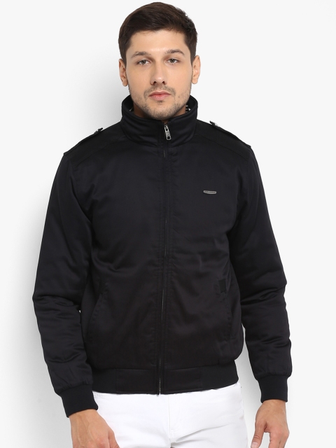Red Tape Men Black Solid Bomber Jacket