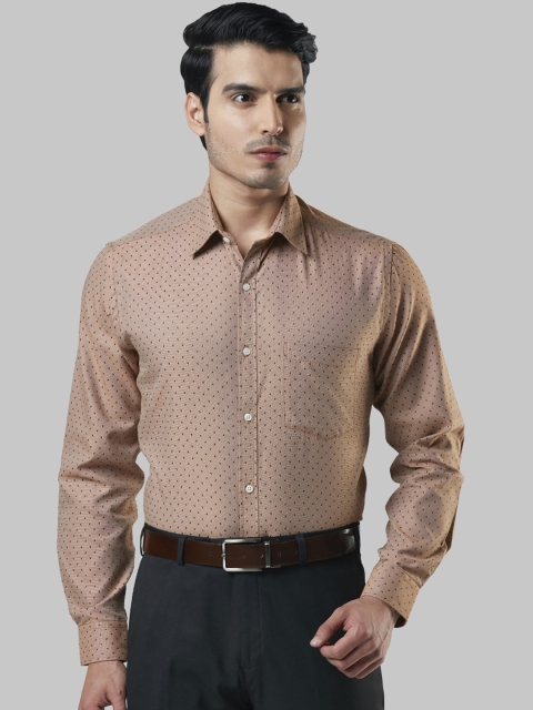 Next Look Men Beige Regular Fit Printed Formal Shirt