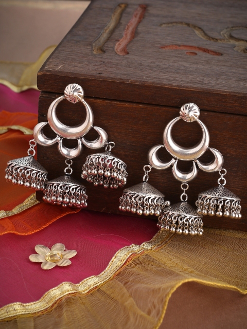 Shoshaa Silver-Plated Dome Shaped Jhumkas