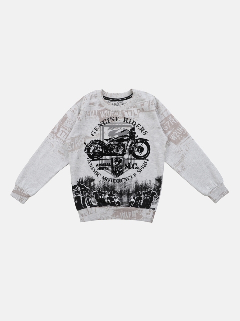 Lil Tomatoes Boys Grey & Black Printed Sweatshirt