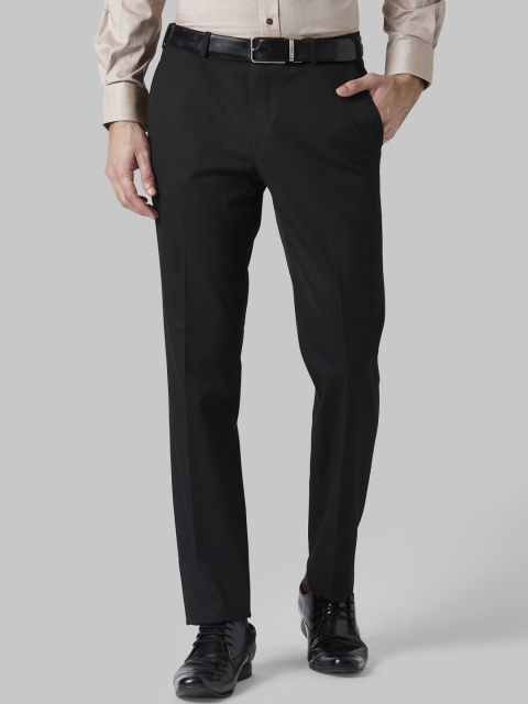 Park Avenue Men Black Regular Fit Solid Formal Trousers