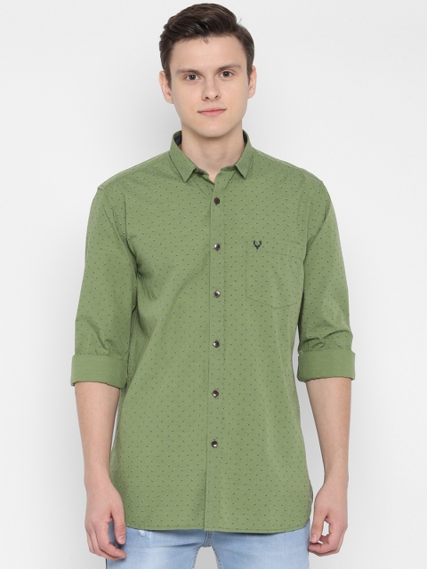 Allen Solly Men Green Slim Fit Printed Casual Shirt
