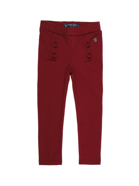 Allen Solly Junior Girls Maroon Solid Ankle-Length Treggings