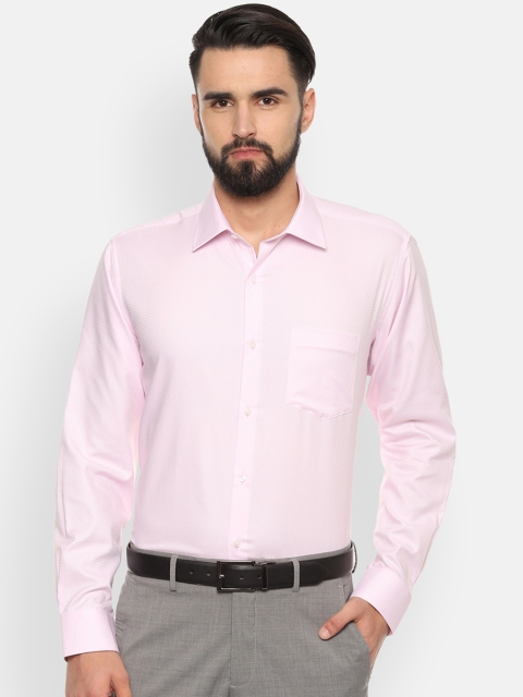 Van Heusen Men Pink Regular Fit Self Design Formal Shirt