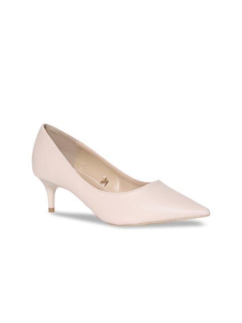 Stride Women Beige Solid Kitten Heels