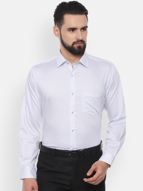 Van Heusen Men Blue & Maroon Regular Fit Checked Formal Shirt