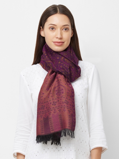 Vozaf Women Purple Woven Design Shawl