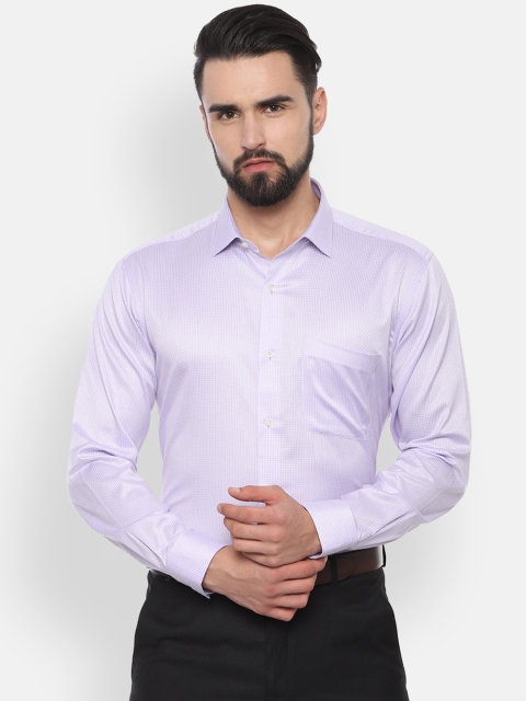 Van Heusen Men Lavender Regular Fit Self Design Party Shirt