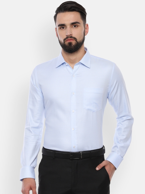Van Heusen Men Blue Slim Fit Self Design Formal Shirt